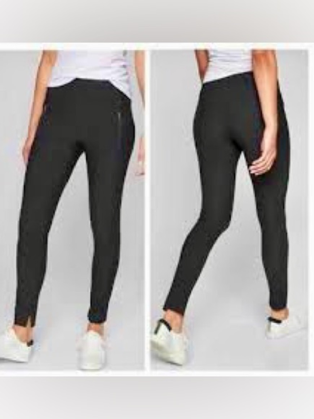 Athleta Stellar City Tight size 10 black slim fit pants leggings Athleisure EUC